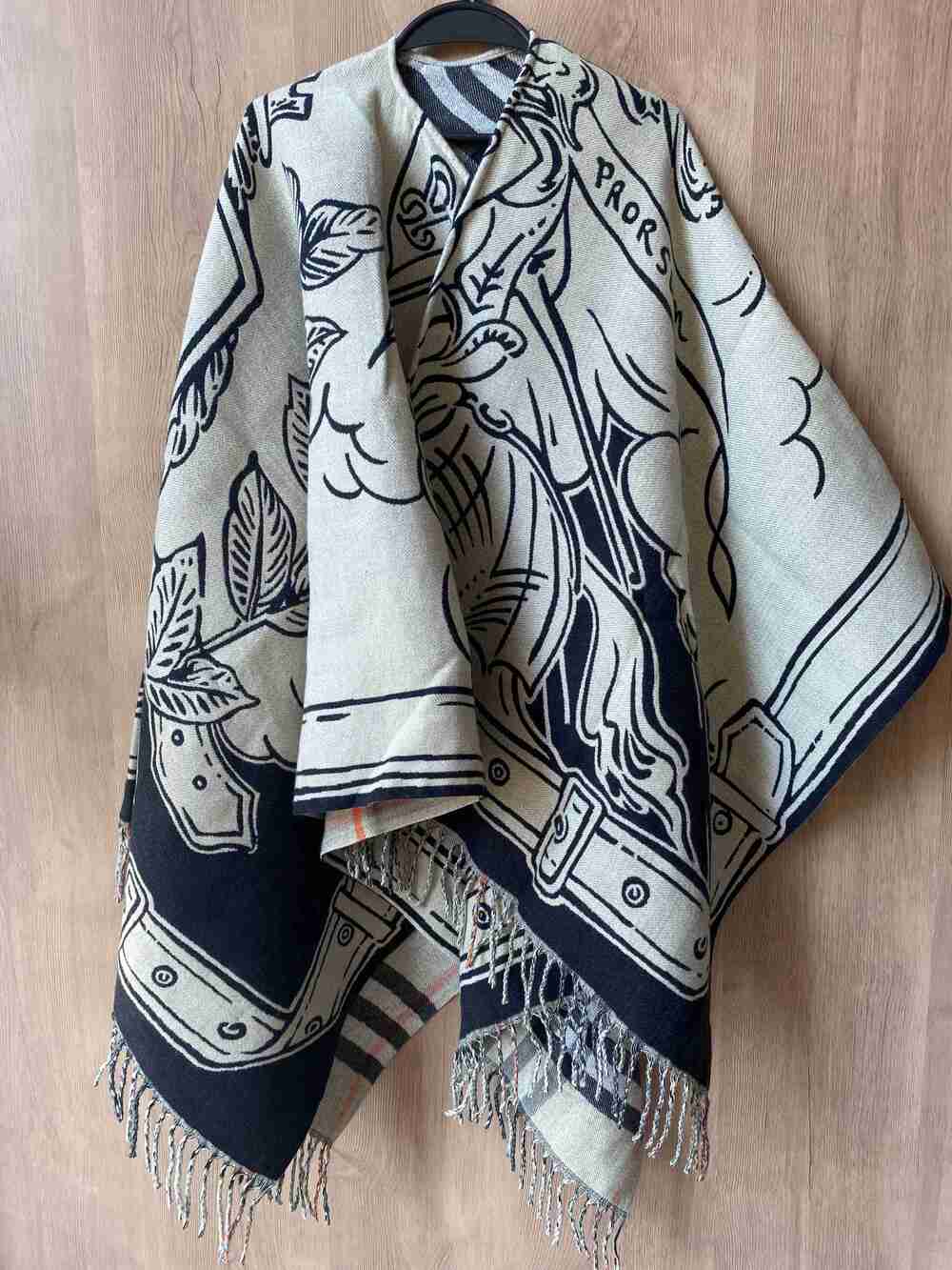 BURBERRY Prorsum Equestrian Print Fringed Shawl